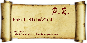 Paksi Richárd névjegykártya