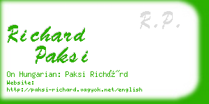 richard paksi business card